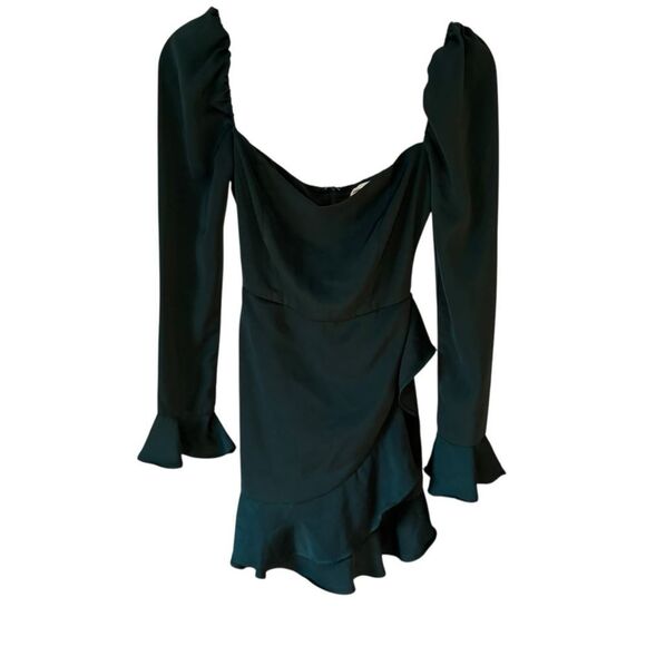 REVOLVE SUPERDOWN Khloe Ruffle Sleeve Mini Dress in Emerald Green - Picture 4 of 8